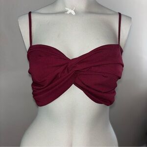 SHEIN Deep Burgundy Ruched Crop Top